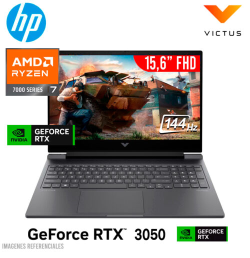 Laptop HP Victus Gaming 15-FB3019LA, 15.6" FHD IPS, AMD Ryzen 7 7445HS Hasta 4.7GHZ, 8GB